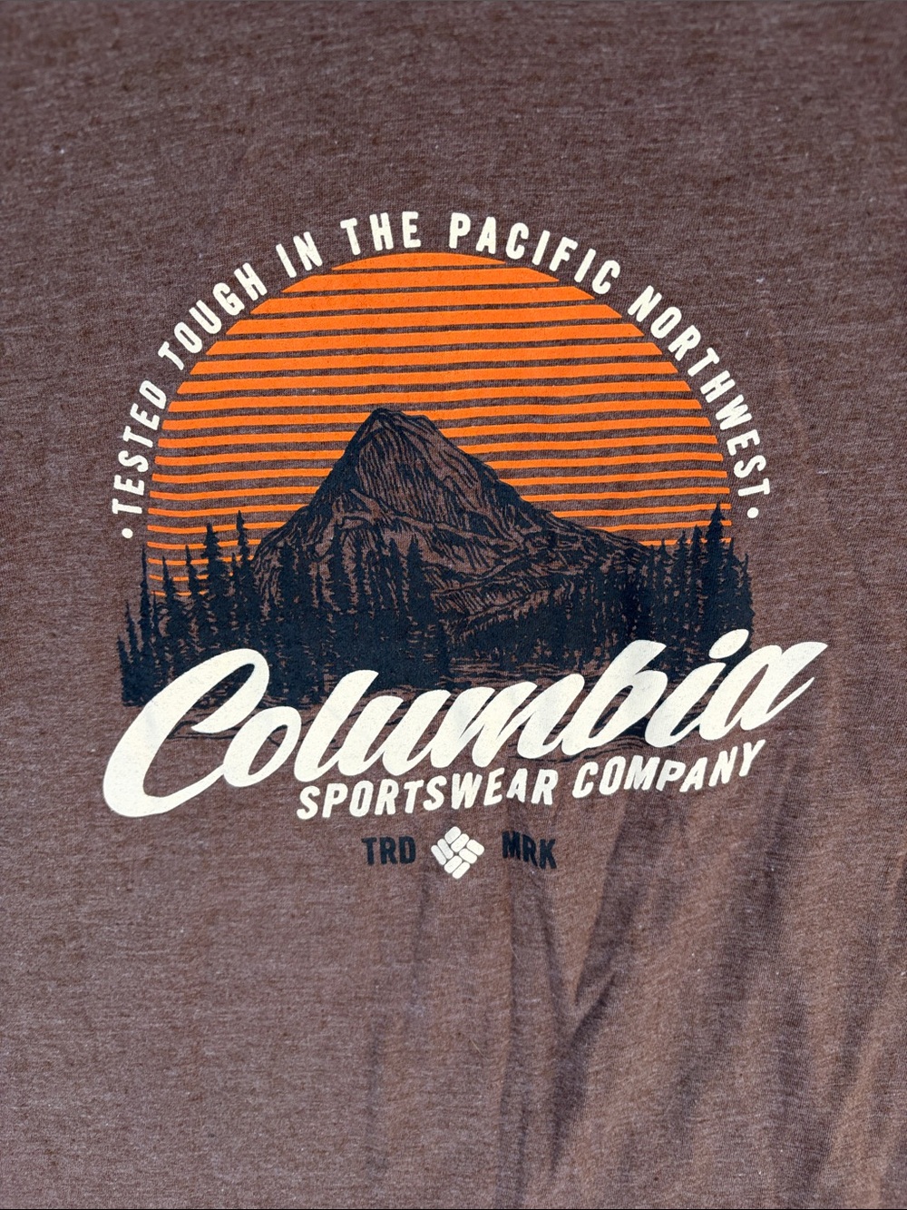 Columbia Brown Tee with Orange Sunset Mountain Graphic - Picture 4 of 4